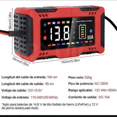 Cargador de baterias 12v 10a inteligente para auto - 4/9