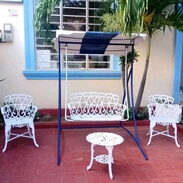 Columpio con 2 butacas y mesa de centro para exteriores ofrecemos servicio de entregas gratis en toda la Habana - Img 45622922