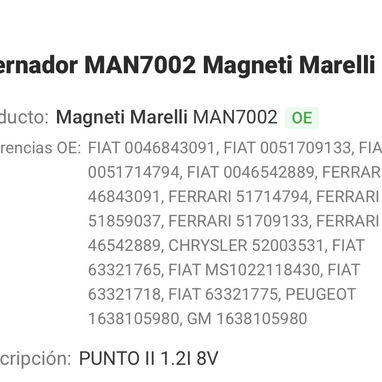 Alternador de Calidad  Italiano  Magneti marelli MAN7002 14V. 70A. Nuevo - 5/5