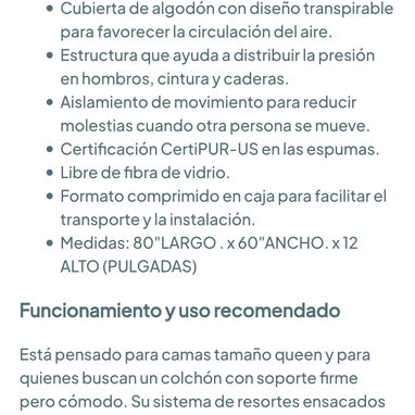 Colchón Queen 12 pulgadas. Colchones híbridos sellado al vacío Diseño en caja. Resortes individuales de firmeza media 🌐 - 4/5