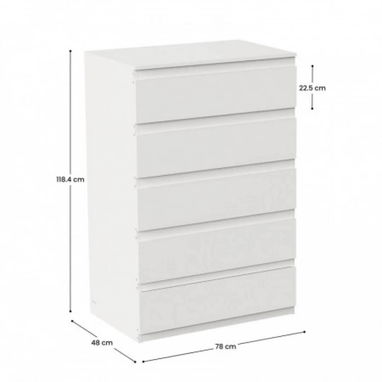 *Cómoda/ Gavetero* 5 cajones   Material : MDF Color : Blanco - Img 121709300
