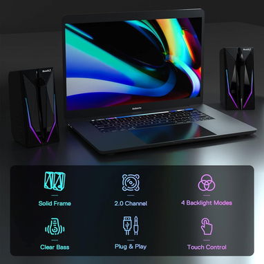 ✅Bocinas para pc RGB Conector de 0.138 in, USB - 2/4