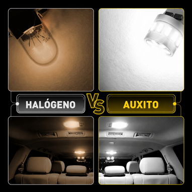 Bombillas LED T10 AUXITO Cola de pescado 194/168/2825 Canbus 6500K Blanco Frío – Paquete de 2 - 7/8