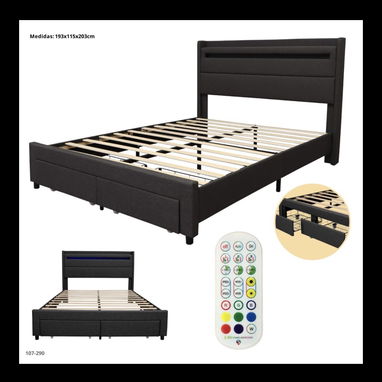 Cama King Variadas con Gavetas y Luz Led (lyn) - Img 116923040