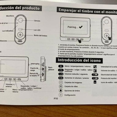 X8 Timbre Inalámbrico 2.4G Monitor 4.3" Comunicación Bidireccional . - 3/7