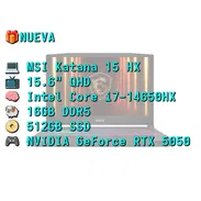 LAPTOP 🎁NUEVA📦CAJA, MSI Katana HX (B14WEK-002US), RTX 5050 8GB, 15.6" QHD, Intel Core i7-14650HX, 16GB DDR5, 512GB SSD - Img 57966266