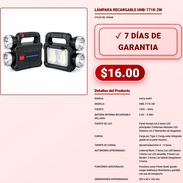 Lámpara Recargable HNB-7718-2W Panel Solar Y Linterna Lateral VPT-0252 - Img 58064949
