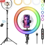 Anillo de luz para selfie de 10 pulgadas con soporte para trípode, 72 pulgadas de alto y soporte para teléfono, 38 modos - Img 57448030