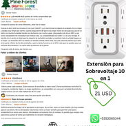 * Extensiòn de Enchufe Protector de Sobretensiones 10 en 1 - Img 56640455