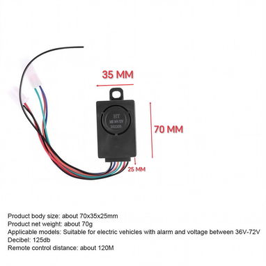 Moto eléctrica Sistema de alarma 36V -72V Con 2 teclas de control a distancia - Img 120162463