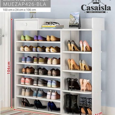 Zapatera de madera con una gaveta en el medio - 4/6