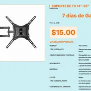Soporte TV con Inclinación Vertical 14-55 Pulgadas, Soporte Articulado con Tornillería para TV 14-55 VPT#-0484 - Img 55672203