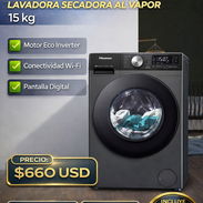 Lavadora secadora al vapor Hisense de 15 kg,LImpieza al vapor, Auto Dosing , Conectividad WiFi ,OFERTA DE 12GB DE DATOS - Img 55254684