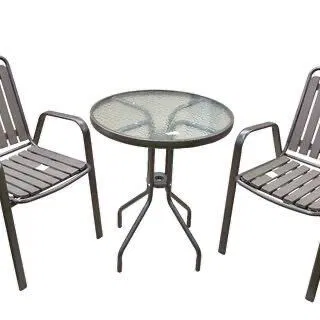 Juego de terraza de estructura metálica con mesa de centro de cristal - Img 117253743