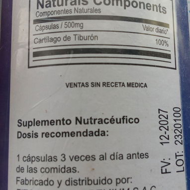 Cartílago de tiburón 100 cápsulas para la artritis, osteoporosis y antirreumatismo 6000cup - 3/3