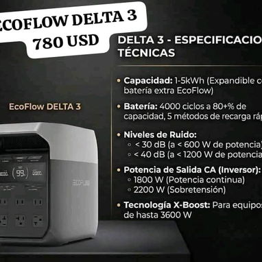 ECOFLOW DELTA 3 780 USD// Delta 3 Clásica 740 USD - Img 118602750
