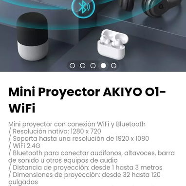 Mini Proyector AKIYO O1-WiFi. Compatible con Fire TV Stick y Chromcast - Img 113470664