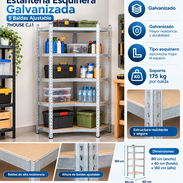 Estantería Esquinera Galvanizada de 5 Baldas Ajustables - 7 HOUSE 🏠 🔩 Estructura galvanizada. 📐 Dimensiones: 80 × 4 - Img 58057689