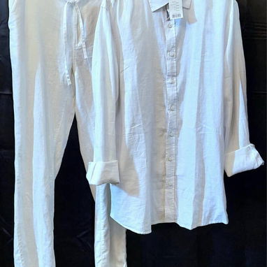 Ropa blanca de lino , camisa blanca de lino , pantalón blanco de lino y mucho mas - Img 92343169