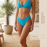 Bikini Azul Turquesa – Diseño con Nudo Frontal y Corte en V M 18usd - Img 55095203