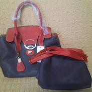 Carteras roja-carmelita y cono de hilo beige - Img 56881056
