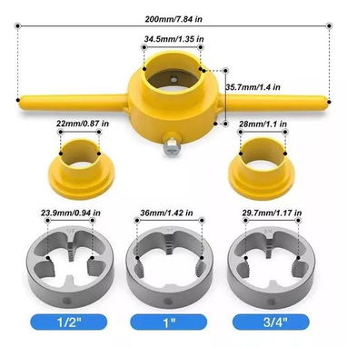 VENDO SET DE TERRAJAS (TARRAJAS) DE 1/2"; 3/4" y 1" (3 CABEZALES O DADOS). $15 USD. (+53)52990828. - Img 122843679