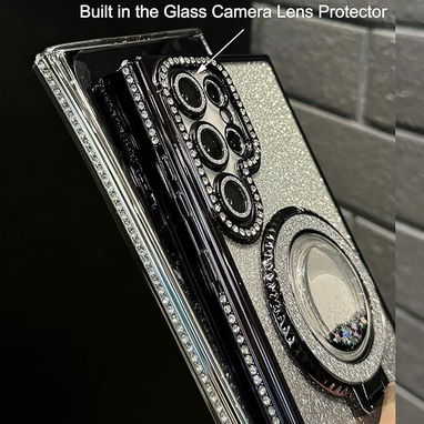 Funda Glitter Kickstand para Samsung Galaxy S23 Ultra con diseño brillante y soporte | videojuegoshabana.com - Img 122008232