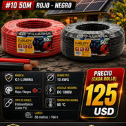 ☀️ CABLE SOLAR ☀️ Q7-LUMINA - 10 AWG - ROLLO 50 METROS - ROJO / NEGRO. MENSAJERÍA CON FACTURA Y GARANTÍA. 📲 54833699 - Img 56923646