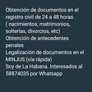 Servicio de obtención de documentos en el registro civil y legalización por MINJUS (MINREX) - Img 53010219