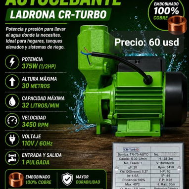 Bombas de agua periféricas, centrífugas y autocebantes (ladrón de agua), presurizadoras - Img 124153110