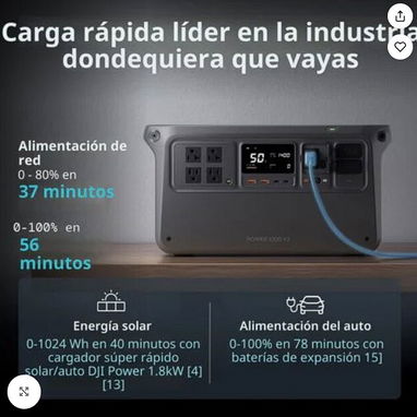 DJI Power 1000 V2 Estación de Energía Portátil 1024Wh LFP, 2600W, Carga Rápida, UPS y USB-C 140W - 3/5