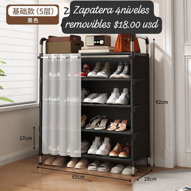 **Oferta 18 USD**Zapatera de 5 niveles con cortina - 2/3
