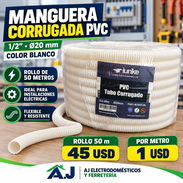 Manguera corrugada de PVC blanca, ideal para canalizar y proteger el cableado eléctrico en hogares y comercios - Img 58341391