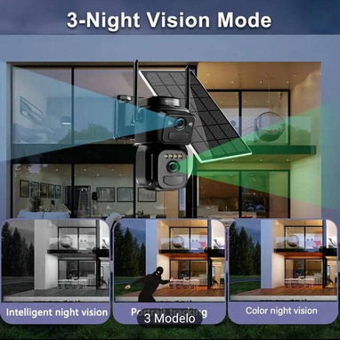 Cámara de Seguridad Solar 4MP para Exteriores con Doble Lente, Visión 360°, Visión Nocturna a Color, Sensor PIR - Img 127292423