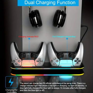 ⚡🎮 Base de Carga Dual Multifunción con Enfriamiento – PS5 - Img 102567009