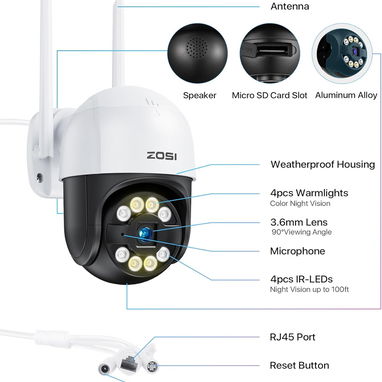 ZOSI C289 Cámara de Seguridad WiFi PTZ para Exteriores - Img 115662193