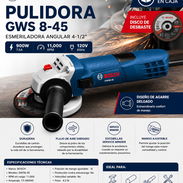 🔵 PULIDORA BOSCH GWS 8-45 Esmeriladora Angular de 4½" | 900W 🩷 - Img 56103391