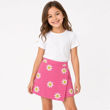 Set de 2 shorts de niña con estampado efecto mezclilla - 2/2