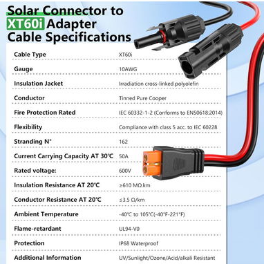CABLE FOTOBOLTAICO DE 15 mtrs ORIGINAL COMORADOBEN AMAXON , TENEMOS EXTENCIONES Y CON PUNTA XT60i NUEVOS EN SU NAYLON - 5/6