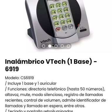 Inalámbrico VTech (1 Base) - 6919. Modelo: CS6919. Color rojo. Nuevo - 2/3