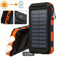 Cargador portatil viene con dos puertos USB uno C y uno B, linterna y panel solar - Img 58191152