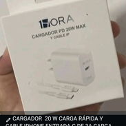 CARGADOR DE IPHONE PUERTO C 20W CARGA RÁPIDA Y CABLE IPHONE ENTRADA C DE 3A CARGA RÁPIDA Y TRANSFIERE DATOS MARCA 1HORA - Img 57922373