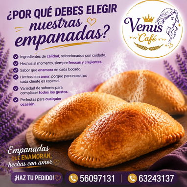 ✨👑 Del Olimpo a tu mesa… ✨ Empanadas artesanales hechas con amor, sabor y dedicación. 💜 Crujientes por fuera, irresist - Img 126301415