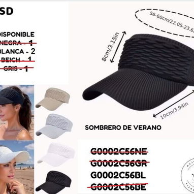 GORRA UNISEX VARIOS COLORES-VISERAS-SOMBRERO DE PLAYA - Img 122953482