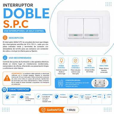 🔌 INTERRUPTOR DOBLE S.P.C  💲 Precio: 2.00 USD - 2/2