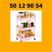 CARRITO ORGANIZADOR METÁLICO DE 3 NIVELES ROSADO VPT-0097 - Img 55862795