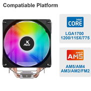 Disipador Ruix X4000SE toda la plataforma compatible con ventilador de refrigeración de CPU 120mm 4 tubos de cobre - Img 53793308