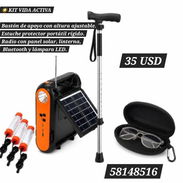 Bastón de apoyo con altura ajustable + Estuche protector portátil rígido + Radio con panel solar - Img 56241781