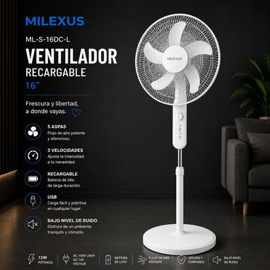Ventilador Recargable MILEXUS de 16" (cv) - 2/2