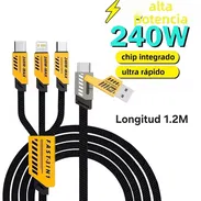 Cable USB, 3 en 1/ longitud 1.2m/ alta velocidad - Img 54548525